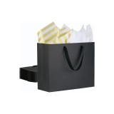 HRUISE 12 pungi cadou cu h&acirc;rtie de ambalat negre - 32x11.5x28cm - pungi de h&acirc;rtie medii cu m&acirc;nere