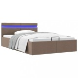Cumpara ieftin Cadru pat hidraulic cu ladă și LED gri taupe 140x200 cm textil