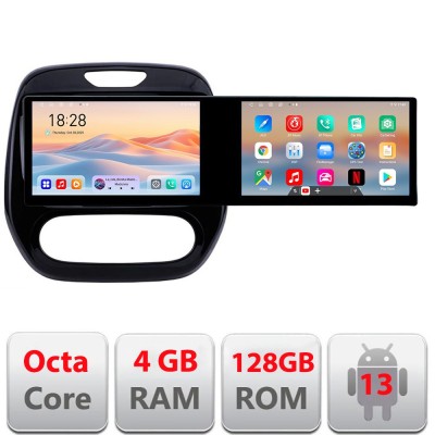 Navigatie Renault Captur 2013-2020 Edotec 2 ecrane 8 core 4+128 21.6 inch Incell android Wifi 5Ghz gps internet KIT-captur-v2 CarStore Technology foto