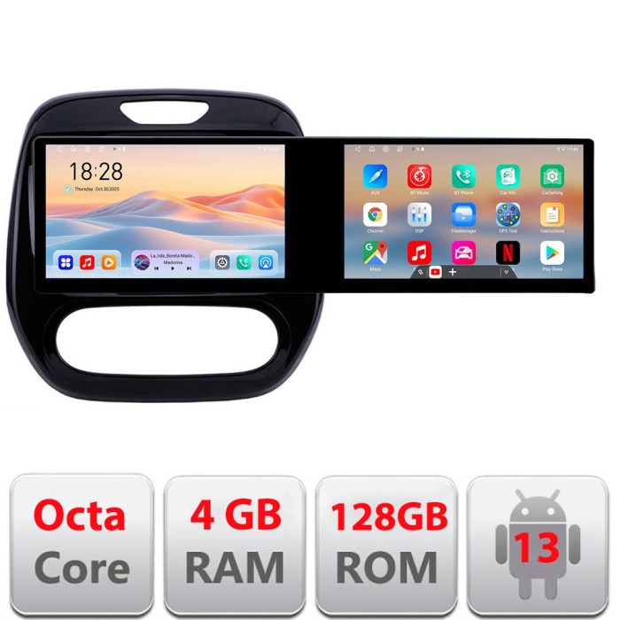 Navigatie Renault Captur 2013-2020 Edotec 2 ecrane 8 core 4+128 21.6 inch Incell android Wifi 5Ghz gps internet KIT-captur-v2 CarStore Technology