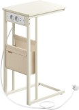 Cumpara ieftin Masuta laterala cu priza, Vasagle, Crem, LET356W02, 30 x 40 x 62 cm