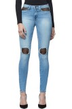 Cumpara ieftin B802-411 Blugi model skinny cu taieturi
