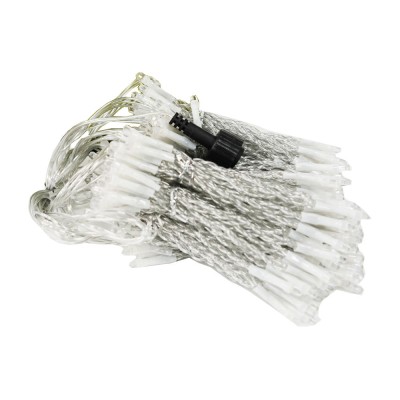 Sectiune instalatie de craciun interconectabila tip perdea, 240 led-uri, 8 jocuri de lumini, 2m x2 m, fir transparent, alb-cald foto