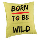 Perna Decorativa, Model Born to Be Wild, 40x40 cm, Verde, Husa Detasabila, Burduf