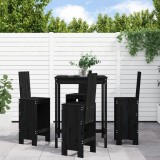 Set mobilier bar de grădină, 5 piese, negru, lemn masiv de pin