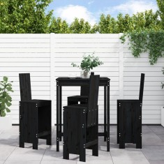 vidaXL Set mobilier bar de grădină, 5 piese, negru, lemn masiv de pin 3157773