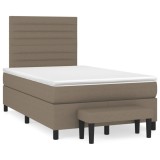 vidaXL Pat box spring cu saltea, taupe, 120x190 cm material textil 3270366