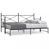 VidaXL Pat de zi cu căuț fără saltea Negru 80x200 cm Oțel 4104673