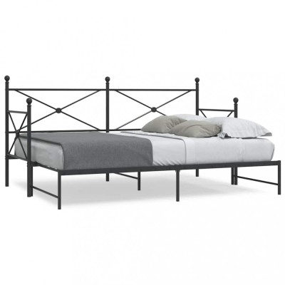 vidaXL Pat de zi cu căuț fără saltea Negru 80x200 cm Oțel 4104673 foto
