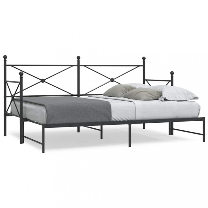 vidaXL Pat de zi cu căuț fără saltea Negru 80x200 cm Oțel 4104673