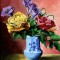 Vas cu flori - tablou semnat pictura originala acrilic pe panza, sasiu 30 x 40cm