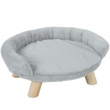 PawHut Canapea &Icirc;nălțată pentru C&acirc;ini și Pisici cu Spătar, 47x40x20 cm, Gri | Aosom Romania