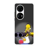 Husa compatibila cu Huawei P50 Pro model Homer Simson Painting, Silicon, TPU, Viceversa, Transparent, Carcasa