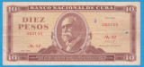 (1) BANCNOTA CUBA - 10 PESOS 1969, PORTRET MAXIMO GOMEZ