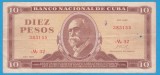 (1) BANCNOTA CUBA - 10 PESOS 1969, PORTRET MAXIMO GOMEZ