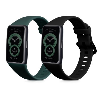 Curea kwmobile pentru Huawei Band 6, Silicon, Verde/Negru, 59296.01 foto