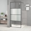 Cabina dus walk-in vidaXL negru 90x195cm sticla ESG semi-mata