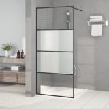 VidaXL Perete cabină duș walk-in negru 90x195 cm sticlă ESG semi-mată