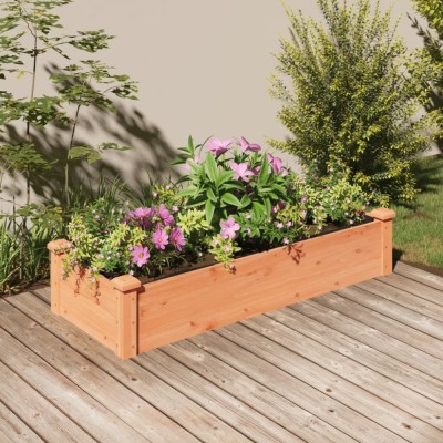 vidaXL Strat grădină &amp;icirc;nălțat cu căptușeală maro 120x45x25 cm lemn brad foto