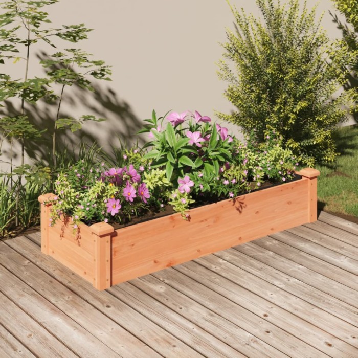 vidaXL Strat grădină &icirc;nălțat cu căptușeală maro 120x45x25 cm lemn brad