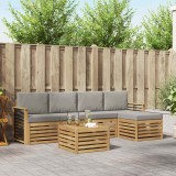 vidaXL Set de canapele de exterior 6 pcs Alb și gri deschis 3391726