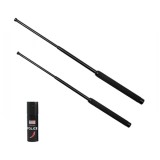 Cumpara ieftin Set doua bastoane telescopice pliabile si spray paralizant chili, DEPOX&reg;, 51 cm/ 64 cm/ 60 ml, maner antiderapant, negru