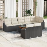 vidaXL Set de sofa de grădină 9 pcs Negru, alb 55 x 55 x 37 cm Ratan