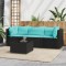 Gossi set mobilier relaxare gradina 4 piese cu perne poliratan negru