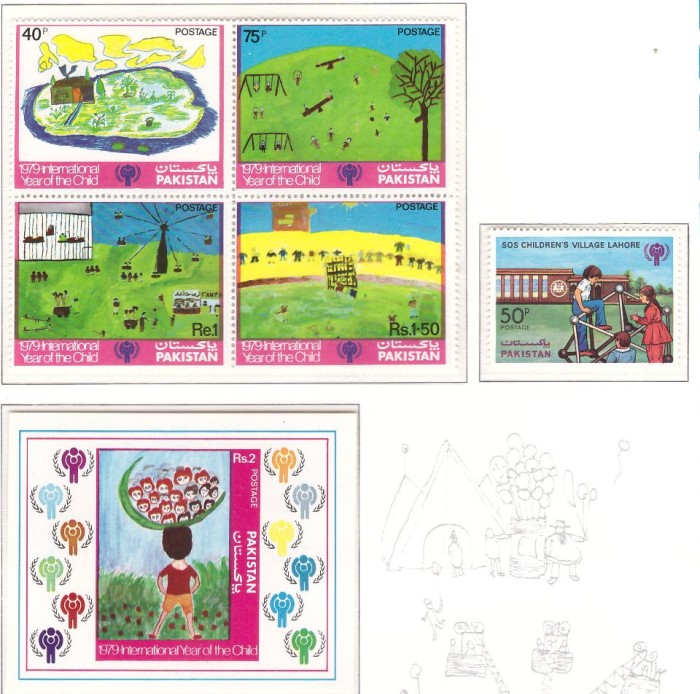Pakistan 1979 - UNICEF, copii, serie+colita neuzata