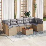 vidaXL Set de canapea grădină 8 pcs Bej, gri deschis mare