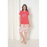 Pijama Dama Baki Capri 5007 Bumbac 3/4 Maneca Scurta 2 Piese