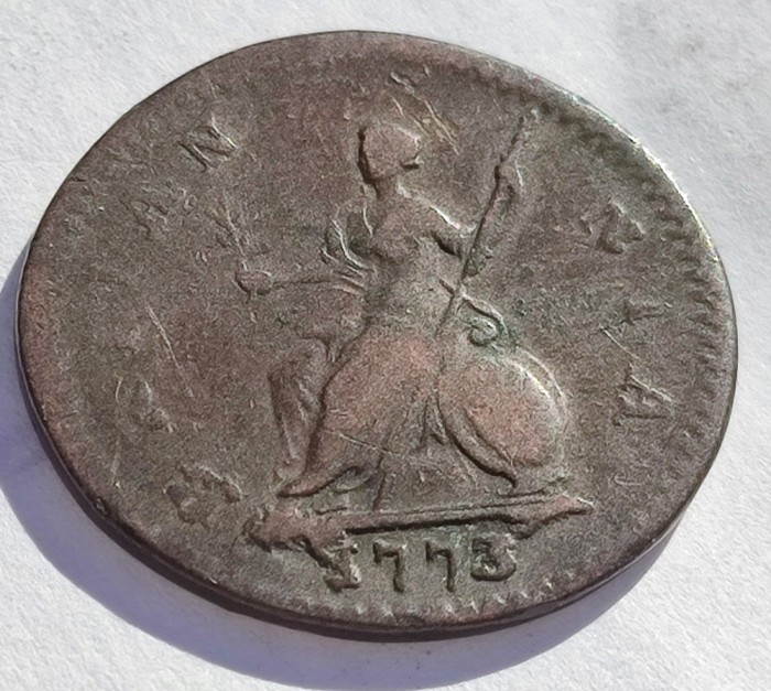 408. Moneda Marea Britanie 1 farthing 1773 (George III)