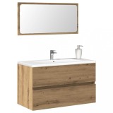 VidaXL Dulap de baie cu oglindă Artisan Stejar lemn prelucrat