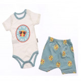 Compleu Body si Pantalon scurt Ochelari de Soare Albastru bebelusi bumbac 0-9 luni, Necix&#039;s