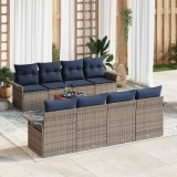 vidaXL Set de canapele pentru grădină 9 pcs Gri și albastru marin 3355973
