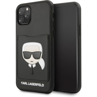 Husa TPU Karl Lagerfeld CardSlot pentru Apple iPhone 11 Pro Max, Neagra KLHCN65CSKCBK foto
