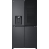 Side by side LG GMG960EVEE, 638 l, No Frost, Multi-Door, InstaView, Dozator UVnano, Clasa E, H 179 cm, Negru