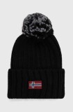 Napapijri căciulă din amestec de l&acirc;nă SEMIURY W 3 culoarea negru, din tricot gros, NP0A4GKC0411
