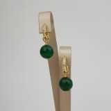 Cumpara ieftin Cercei Argint 925 placat aur, agat verde smarald fatetat, zirconiu, 3cm, Harmony, saculet catifea, Made in Italy