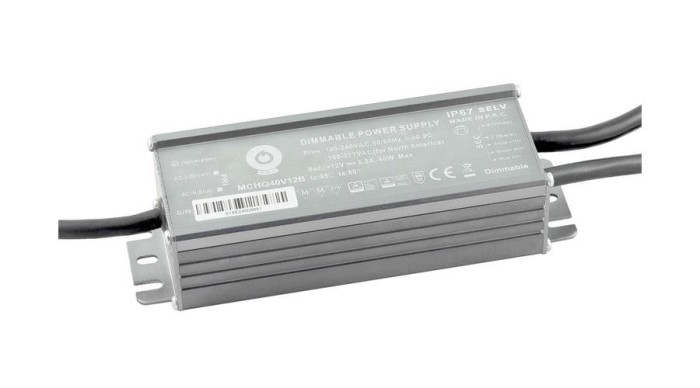 Sursă de alimentare POS MCHQ40V12B-SC, driver LED 12V/3.3A DIMMABLE 3 W 1, carcasă argintie