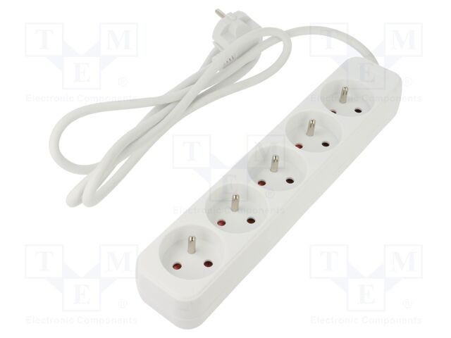Prelungitor alimentare LANBERG 3x1mm&sup2; 5 prize 1,5m alb 10A