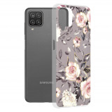 Techsuit - Marble Series - Samsung Galaxy A12,gri cu flori