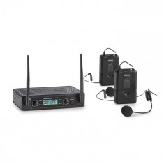 Auna Pro UHF200F-HB, set de microfoane fara fir UHF cu 2 canale, receptor, microfon portabil, emi?ator foto
