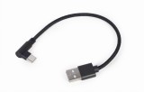 CABLU alimentare si date GEMBIRD, pt. smartphone, USB 2.0 (T) la USB 2.0 Type-C (T) 90 grade, 0.2m, negru, &quot;CC-USB2-AMCML-0.2M&quot; (timbru verde 0.08 lei