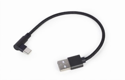 CABLU alimentare si date GEMBIRD, pt. smartphone, USB 2.0 (T) la USB 2.0 Type-C (T) 90 grade, 0.2m, negru, &amp;quot;CC-USB2-AMCML-0.2M&amp;quot; (timbru verde 0.08 lei foto