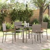 vidaXL Set de dining pentru grădină , 5 piese, gri, din ratan sintetic