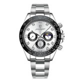 Ceas barbatesc Poedagar Cronograf Casual Luxury Fashion Quartz Data Otel Argintiu
