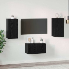 vidaXL Set comodă TV 3 pcs Stejar negru 60 x 30 x 30 cm Lemn compozit