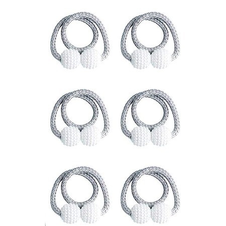Set de prindere pentru draperii si perdele,6 magneti decorativi imprimati cu margele, tip snur - Gri