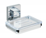 Savoniera cu suport autoadeziv, Wenko, Wenko, Quadro Vacuum-Loc&reg;, 12 x 6.5 x 12 cm, inox/plastic